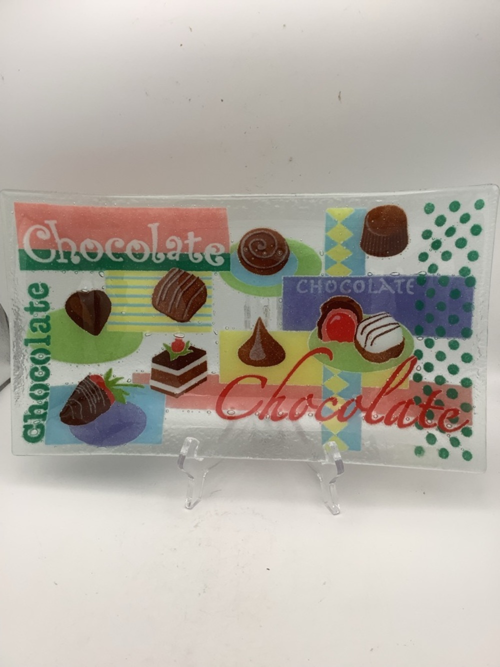 Peggy Karr “Chocolate” Art Glass Rectangular Tray